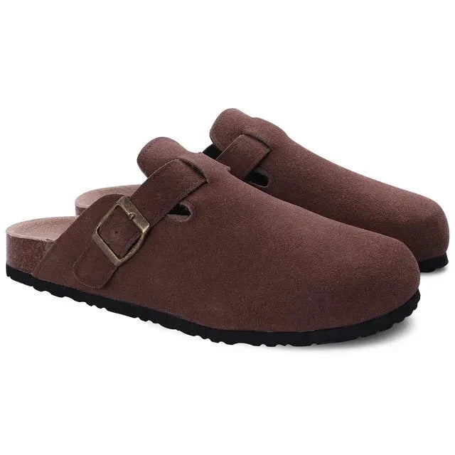 Renzo | Suede Clogs with Buckle