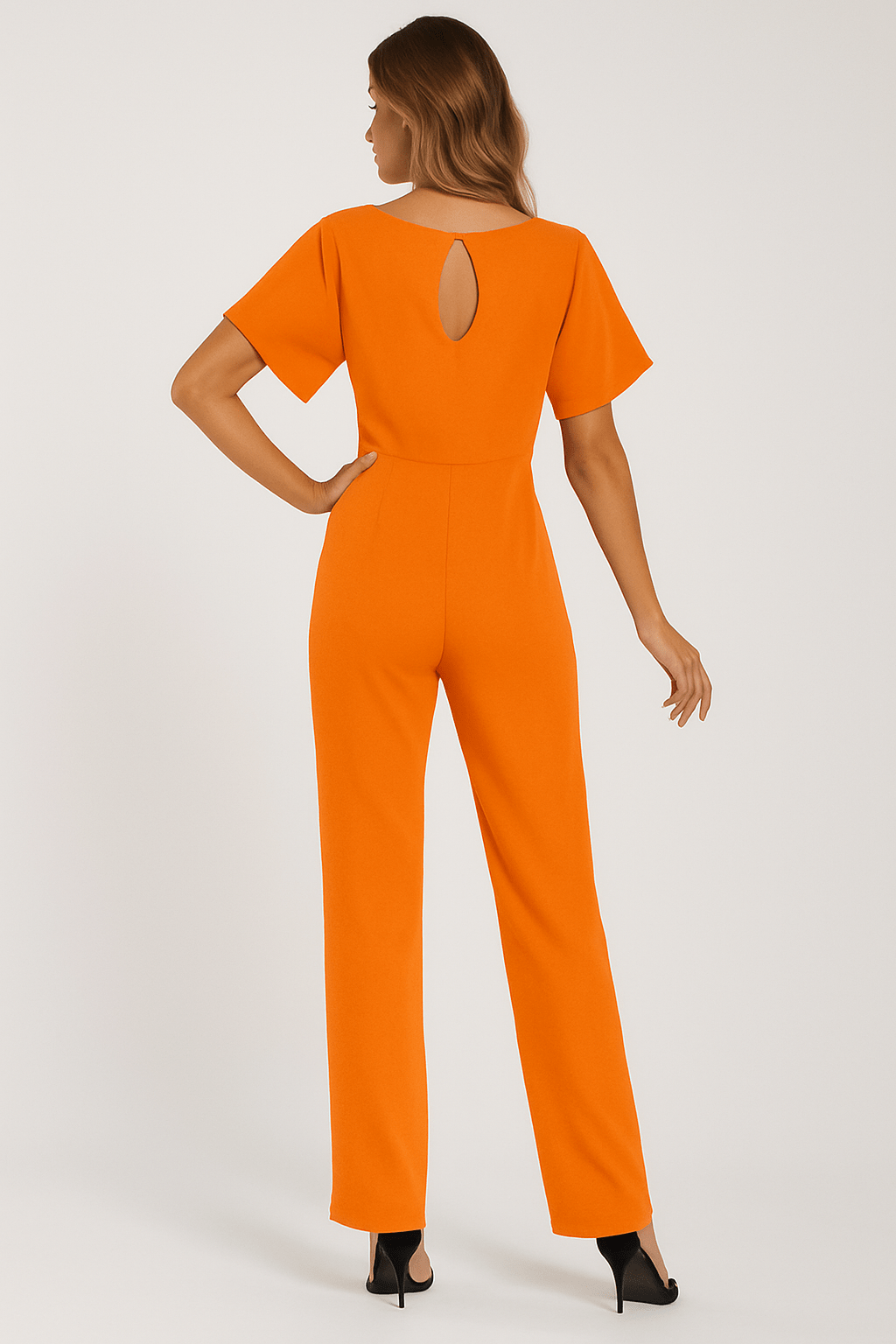 Éliane | Elegant Jumpsuit with Tie Belt and Short Sleeves