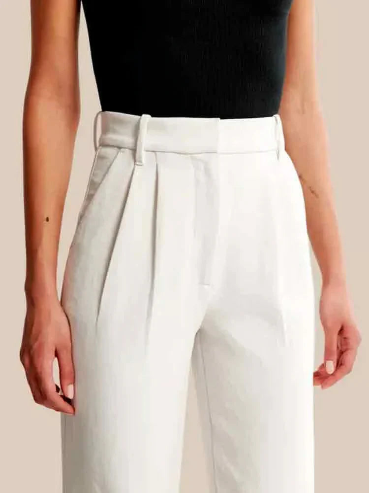 Valentina | Beige Wide-Leg Trousers