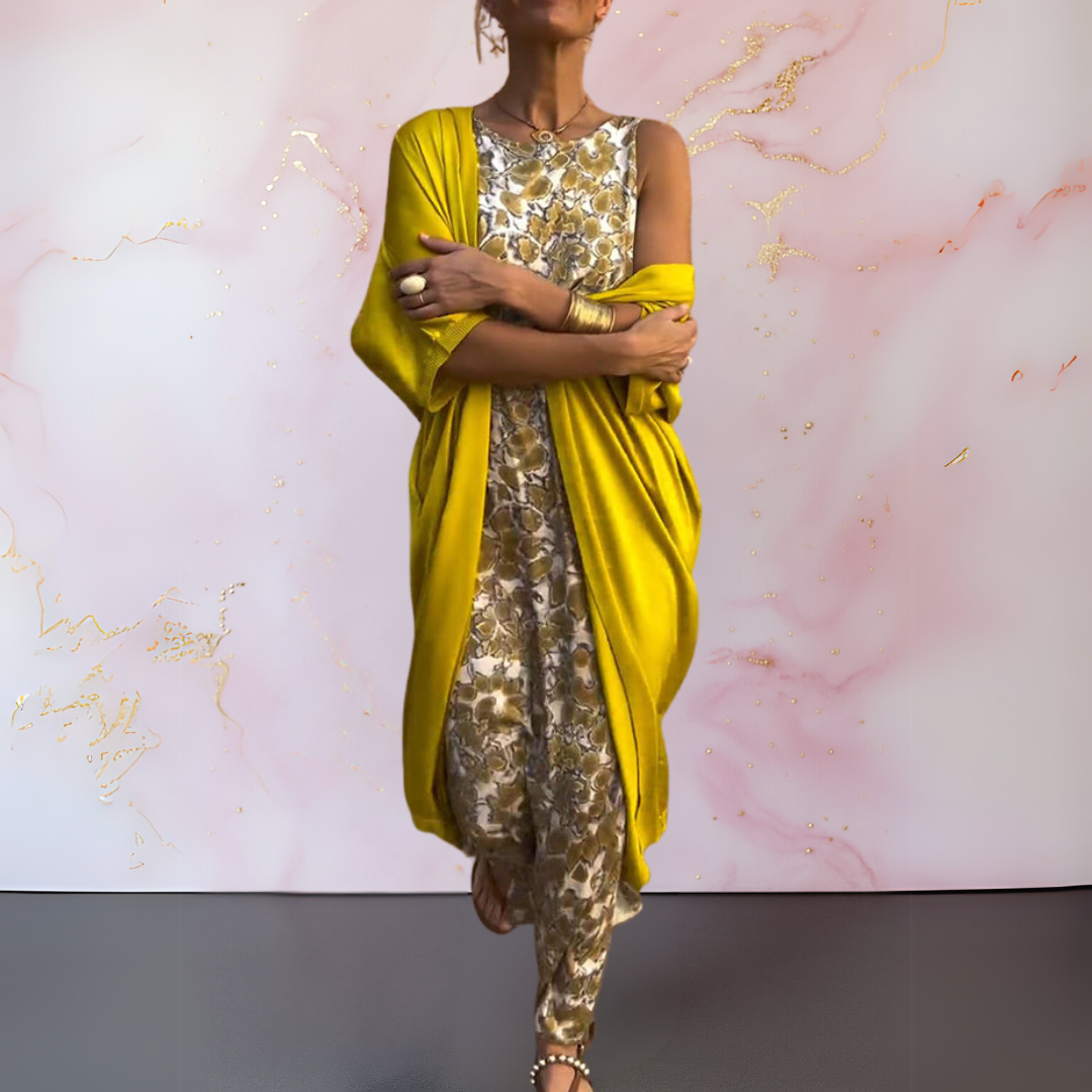 Amara | Kaftan Set with Sequin Jumpsuit