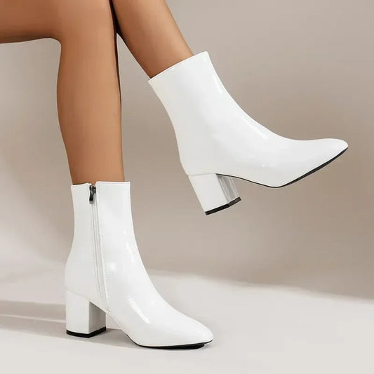 Vallora | Shiny Patent Ankle Boots