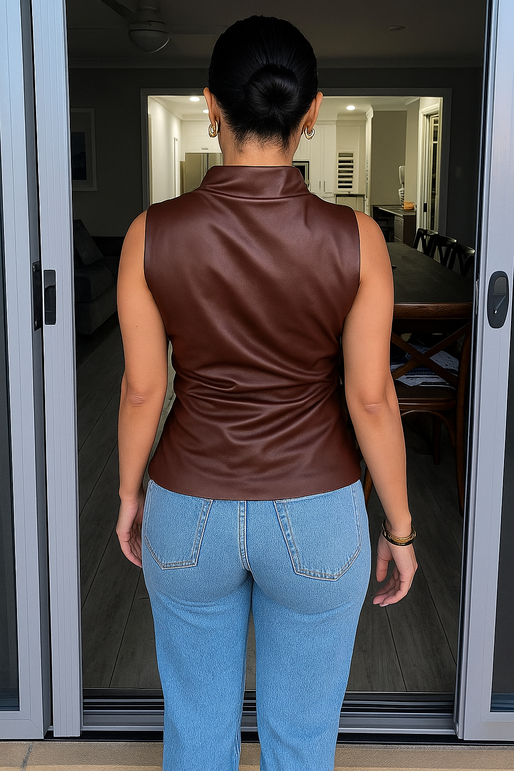 Ravena | Sleeveless Faux Leather Top