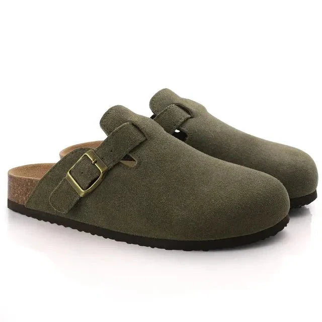 Renzo | Suede Clogs with Buckle