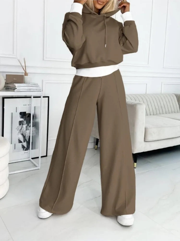 Liora | Loungewear Set with Cropped Hoodie & Wide-Leg Pants