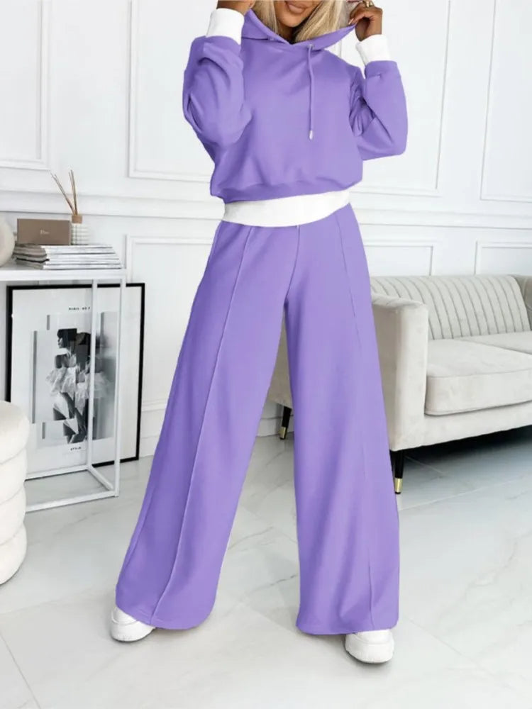 Liora | Loungewear Set with Cropped Hoodie & Wide-Leg Pants
