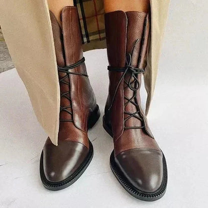 Élodie | Black Leather Lace-Up Boots