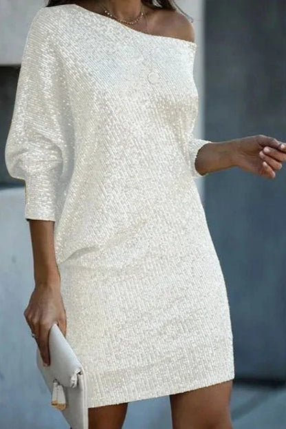 Aveline | One-Shoulder Glitter Dress Women