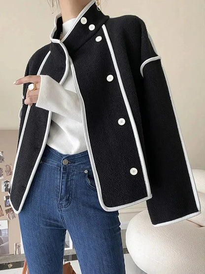 Maelis | Coat with Contrast Trim
