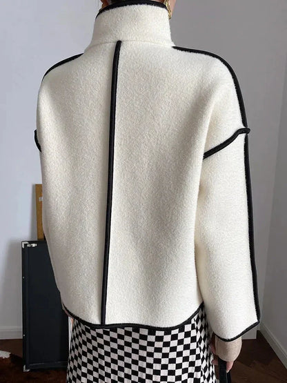 Maelis | Coat with Contrast Trim