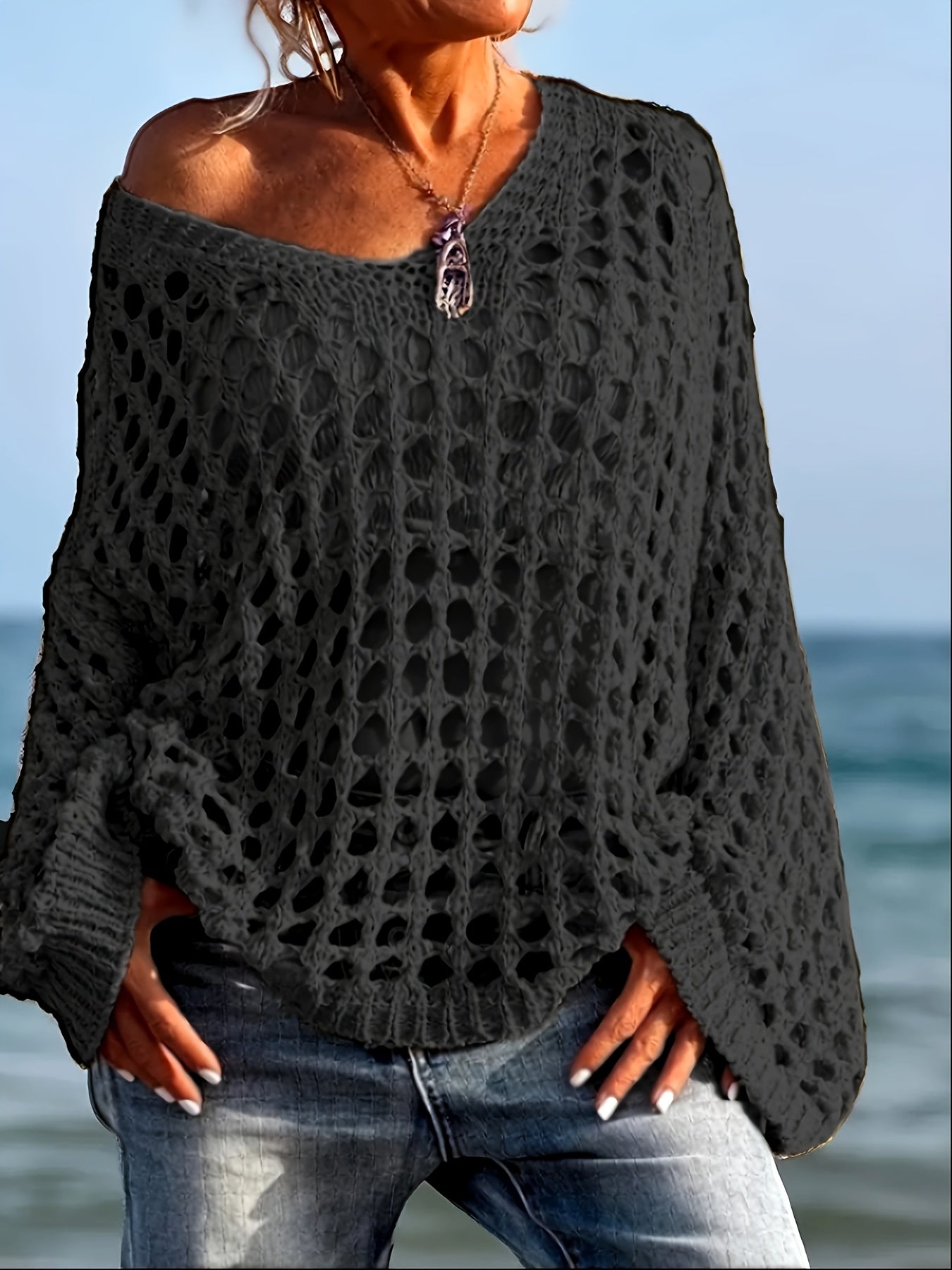 Isla | Crocheted Airy V-Neck Sweater