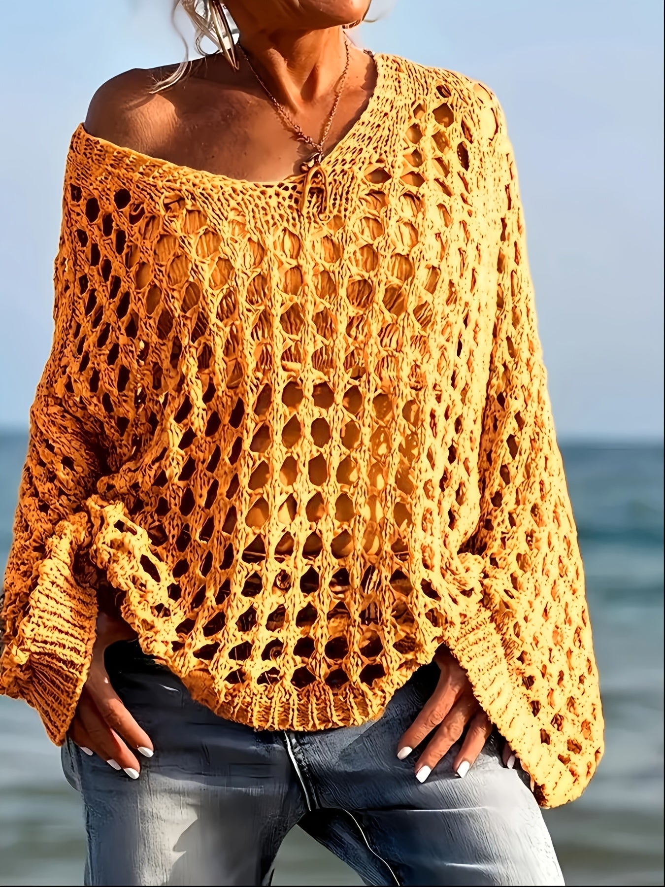 Isla | Crocheted Airy V-Neck Sweater
