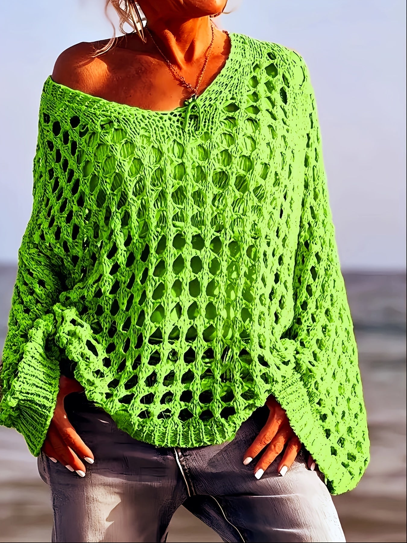 Isla | Crocheted Airy V-Neck Sweater