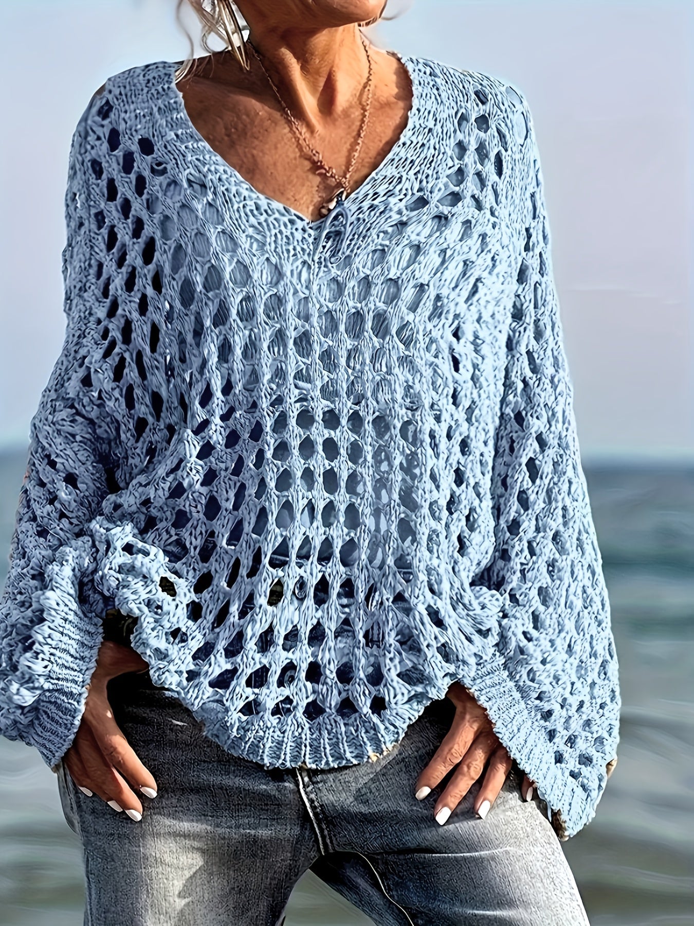 Isla | Crocheted Airy V-Neck Sweater