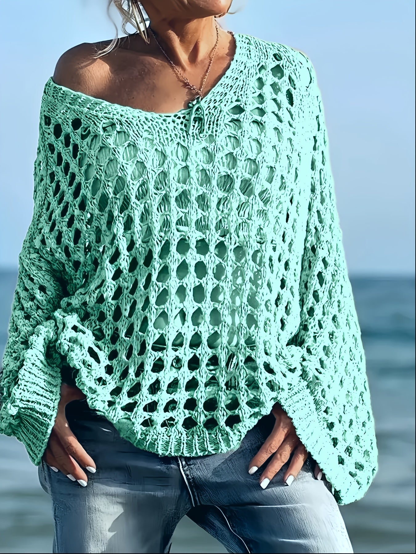 Isla | Crocheted Airy V-Neck Sweater