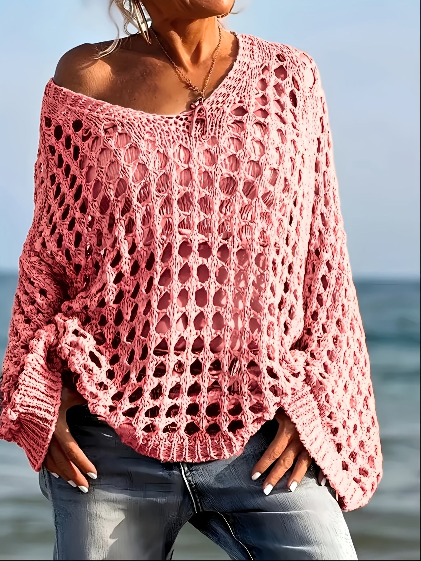 Isla | Crocheted Airy V-Neck Sweater