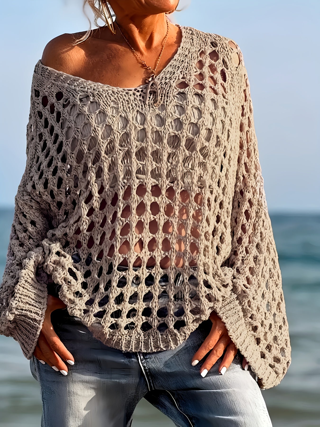 Isla | Crocheted Airy V-Neck Sweater