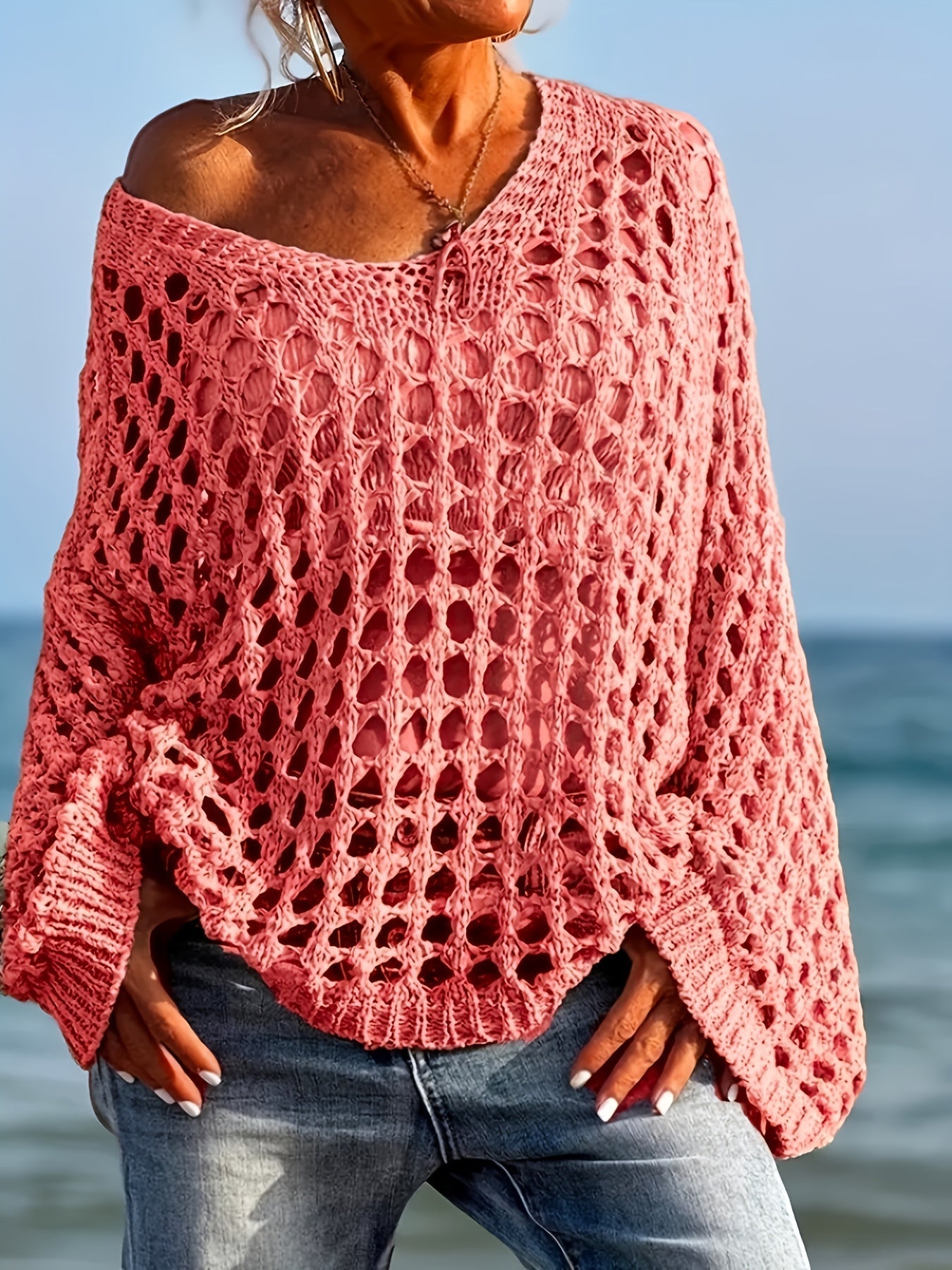 Isla | Crocheted Airy V-Neck Sweater