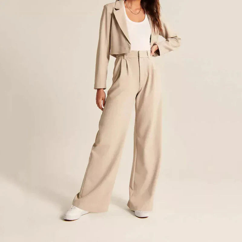 Valentina | Beige Wide-Leg Trousers
