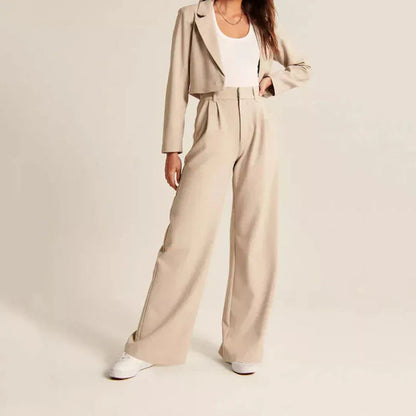 Valentina | Beige Wide-Leg Trousers