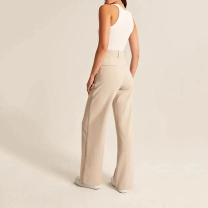 Valentina | Beige Wide-Leg Trousers