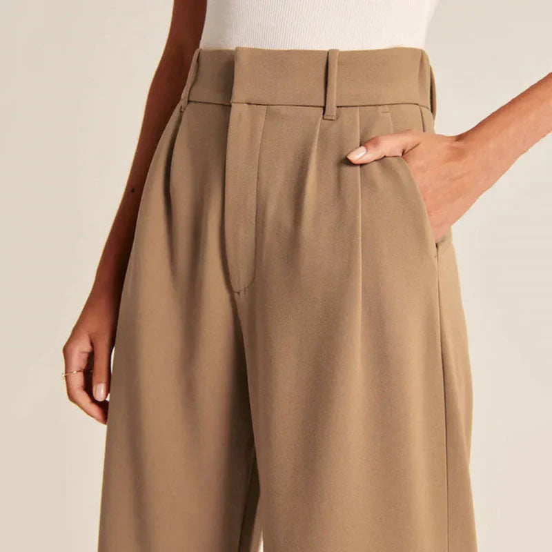 Valentina | Beige Wide-Leg Trousers