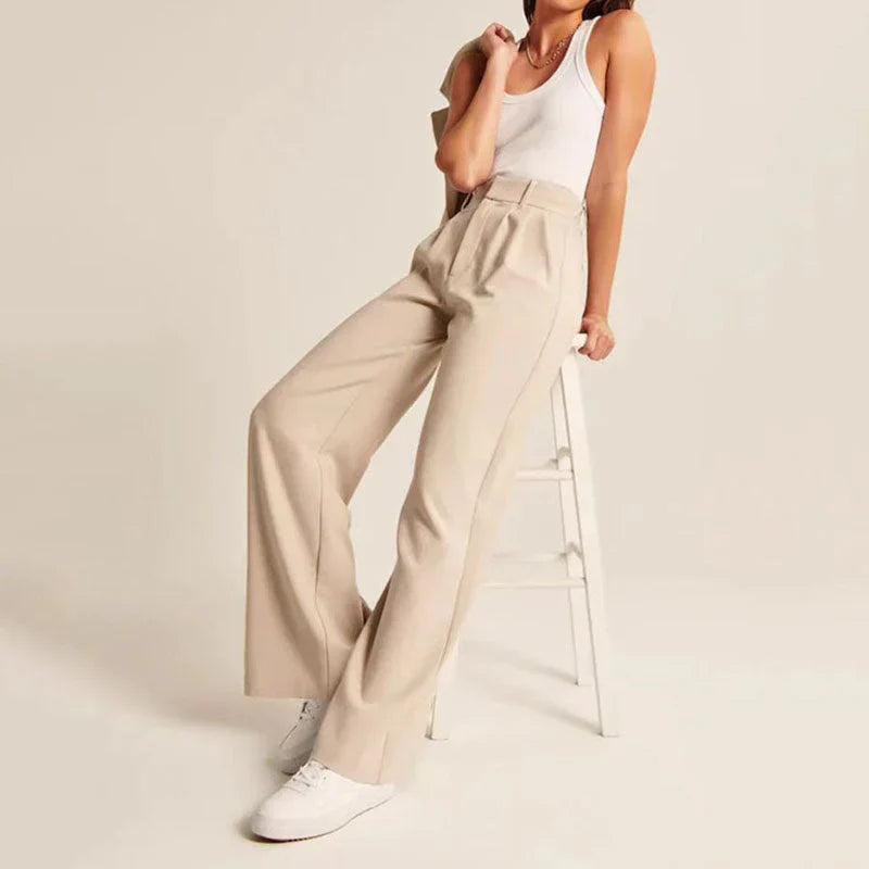 Valentina | Beige Wide-Leg Trousers