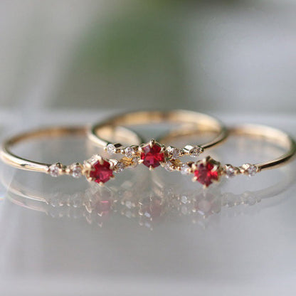 Élodie | Gold Ring with Red Stone