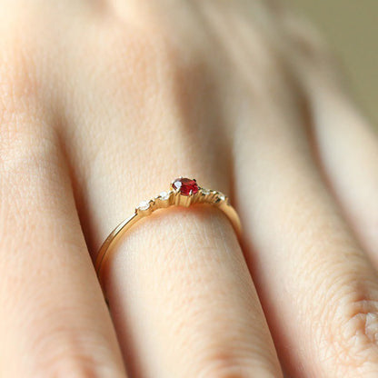 Élodie | Gold Ring with Red Stone