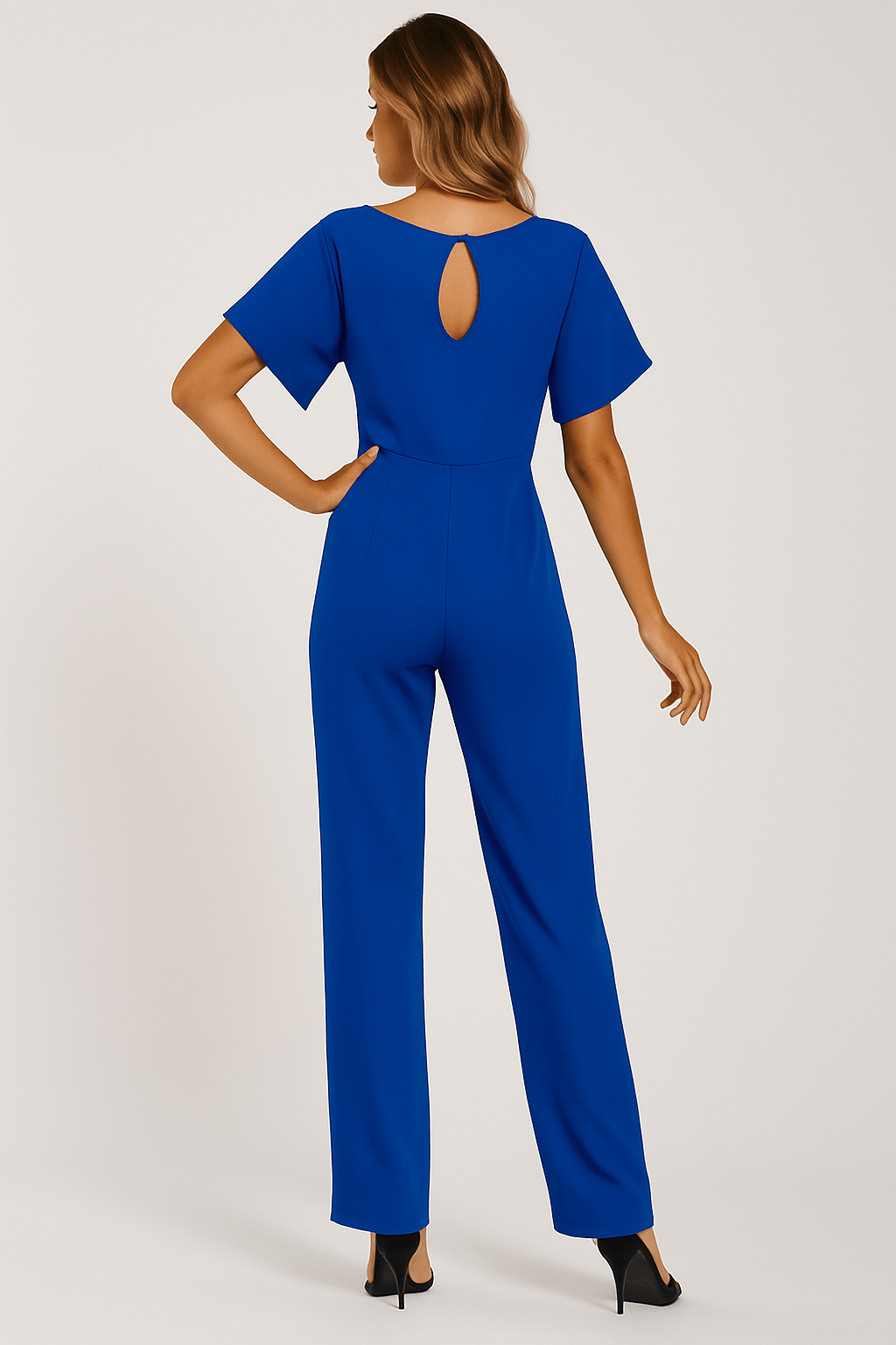 Éliane | Elegant Jumpsuit with Tie Belt and Short Sleeves