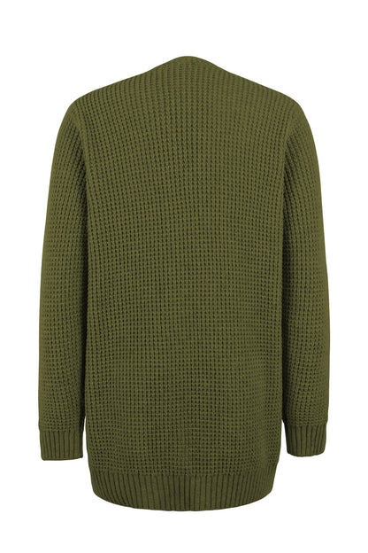 Mireille | Long Chunky Knit Open Cardigan With Pockets