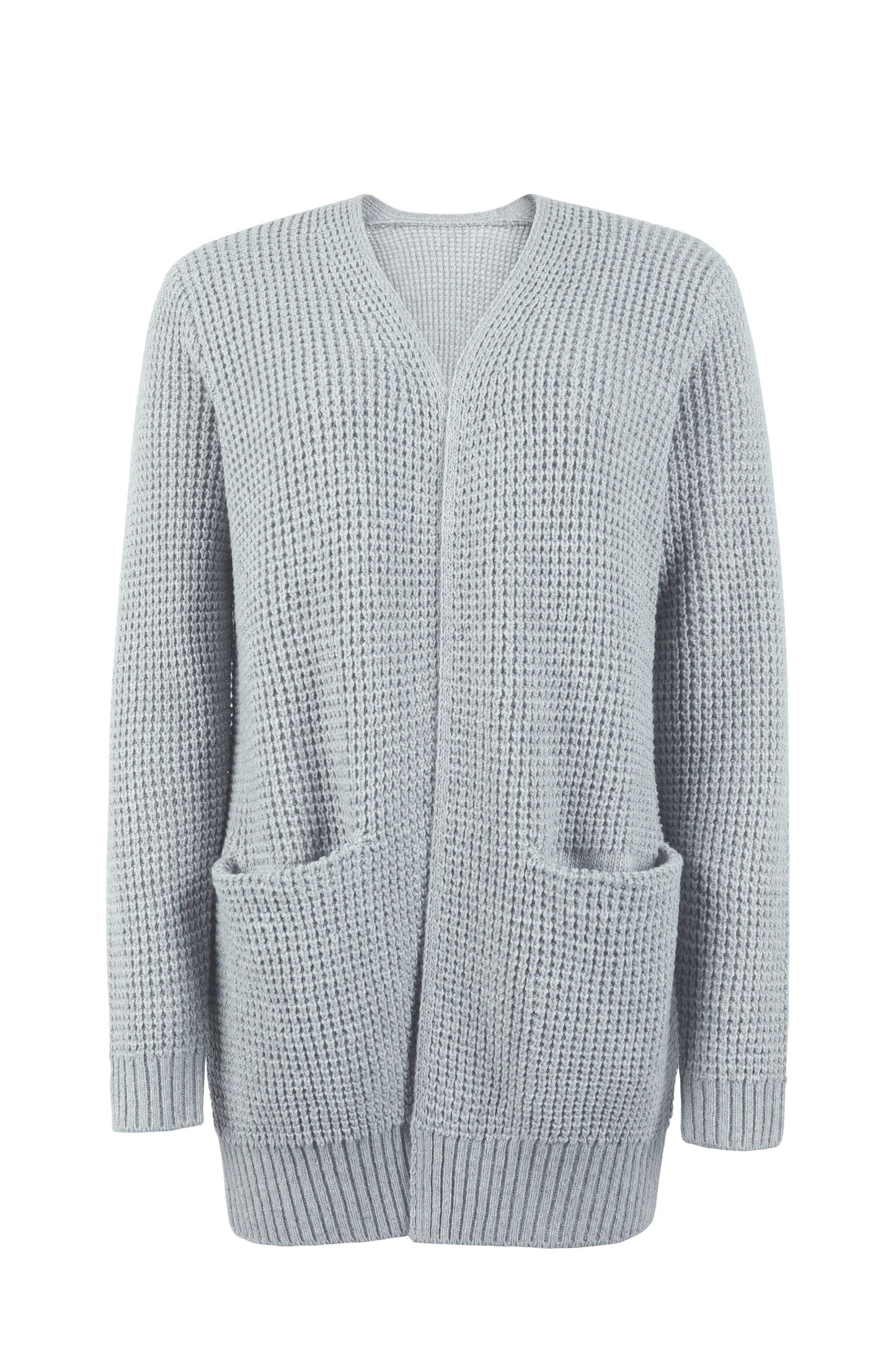 Mireille | Long Chunky Knit Open Cardigan With Pockets