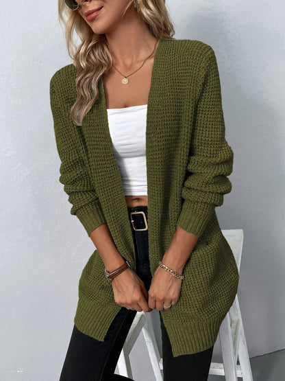 Mireille | Long Chunky Knit Open Cardigan With Pockets