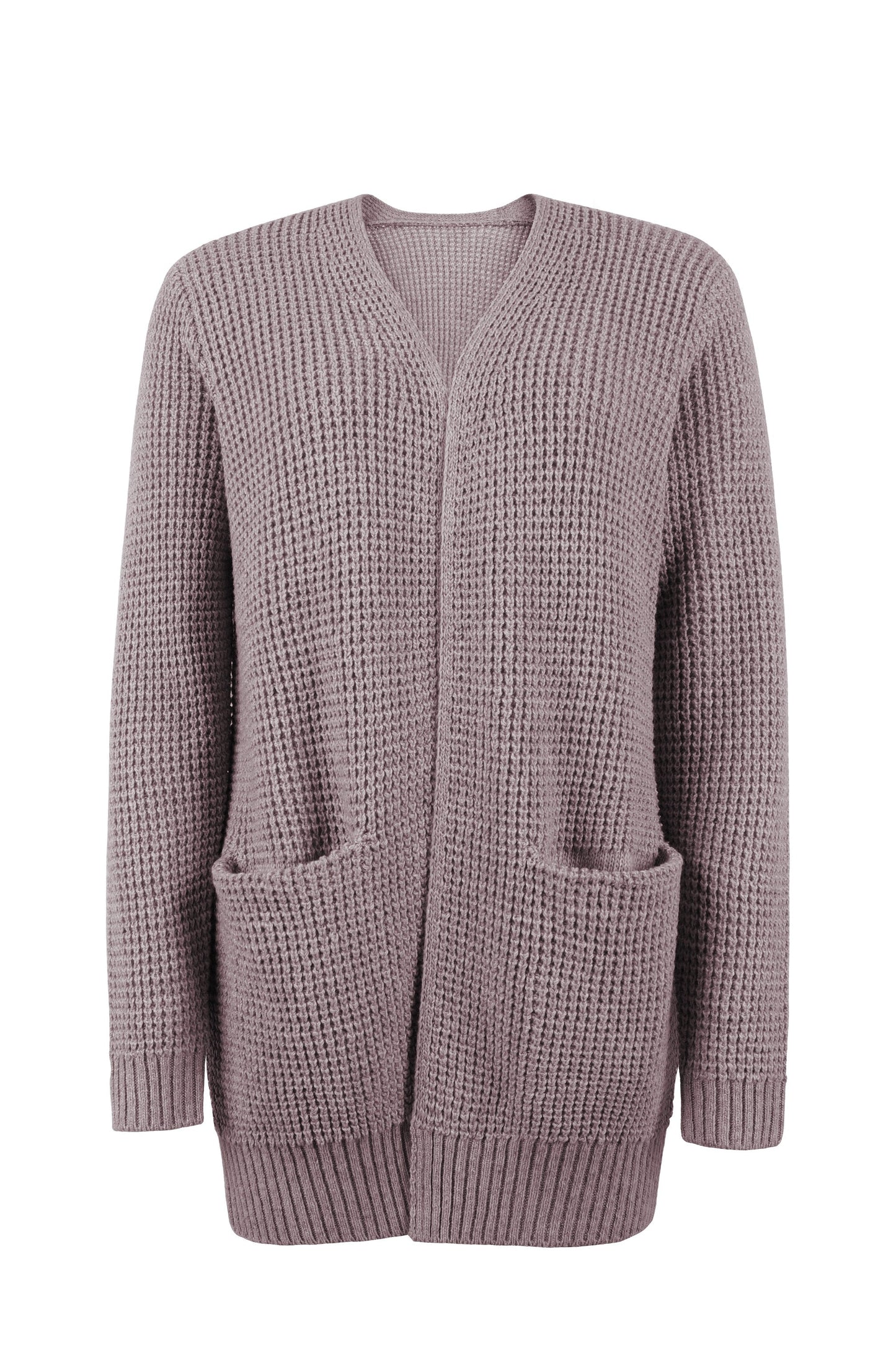 Mireille | Long Chunky Knit Open Cardigan With Pockets