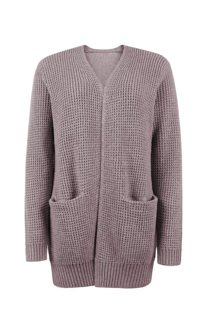 Mireille | Long Chunky Knit Open Cardigan With Pockets