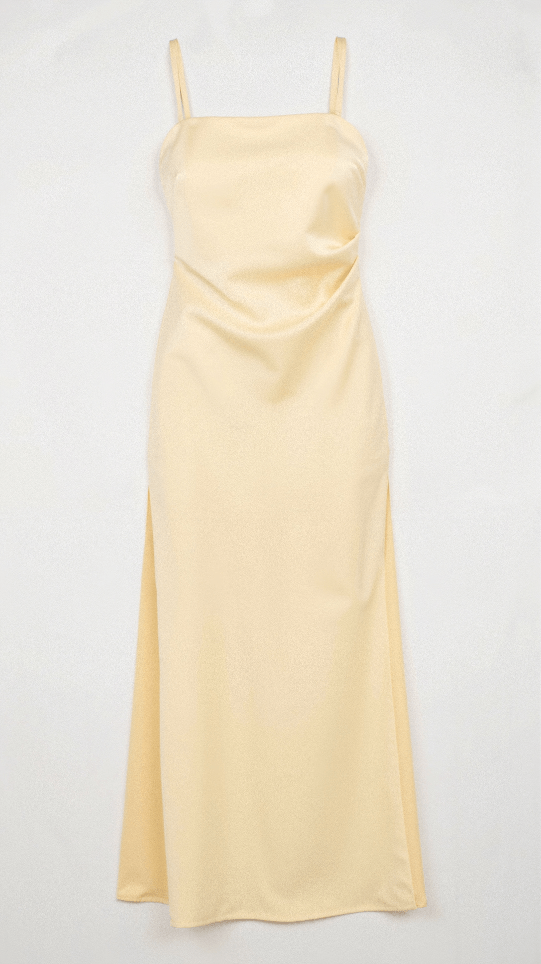 Isadora | Satin-Look Evening Dress with High Slit, Spaghetti Straps and Flowing Skirt