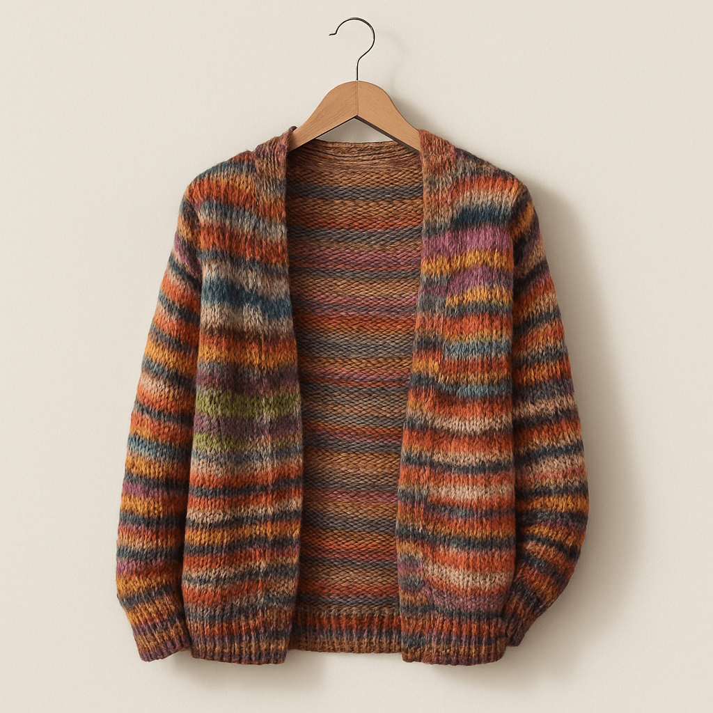 Maribel | Knitted Cardigan with Multicolor Stripes and V-Neck
