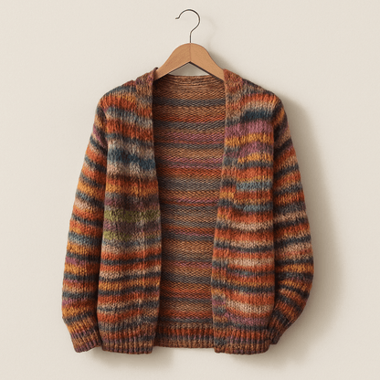 Maribel | Knitted Cardigan with Multicolor Stripes and V-Neck