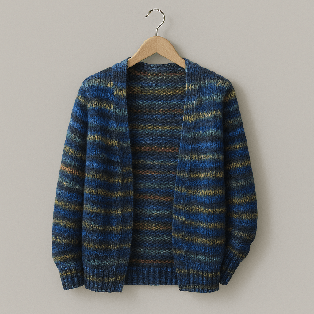 Maribel | Knitted Cardigan with Multicolor Stripes and V-Neck