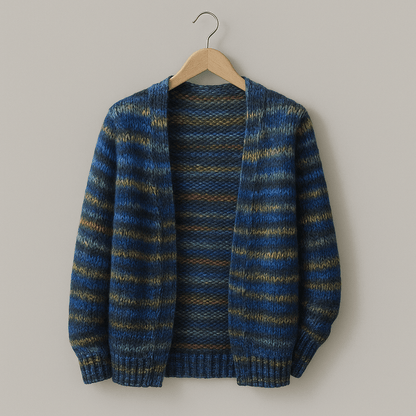 Maribel | Knitted Cardigan with Multicolor Stripes and V-Neck