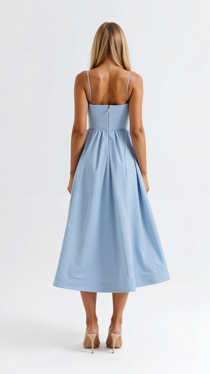 Eliane | Sleeveless Midi Dress with Spaghetti Straps and Sweetheart Neckline