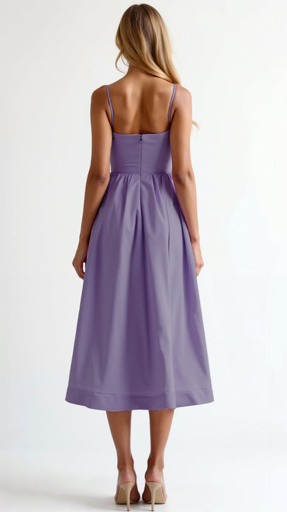 Eliane | Sleeveless Midi Dress with Spaghetti Straps and Sweetheart Neckline