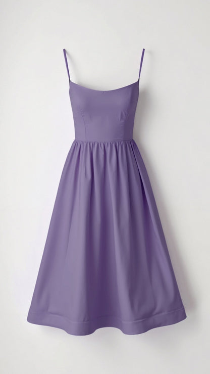 Eliane | Sleeveless Midi Dress with Spaghetti Straps and Sweetheart Neckline