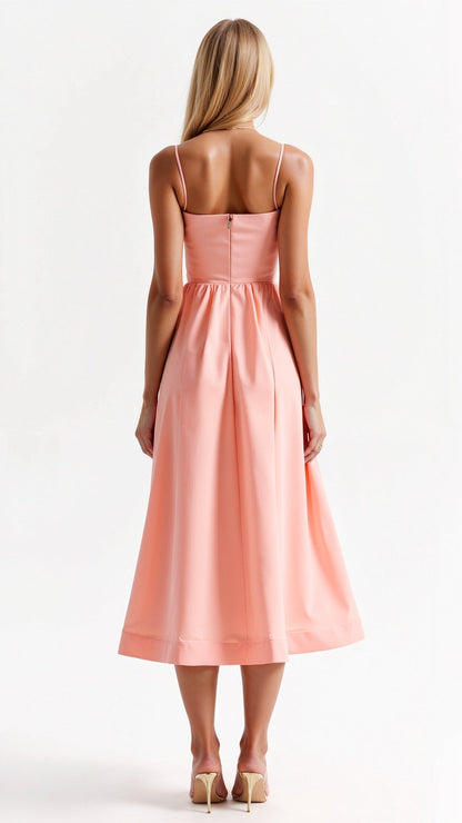 Eliane | Sleeveless Midi Dress with Spaghetti Straps and Sweetheart Neckline