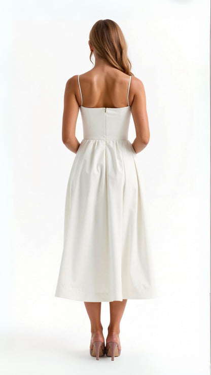 Eliane | Sleeveless Midi Dress with Spaghetti Straps and Sweetheart Neckline