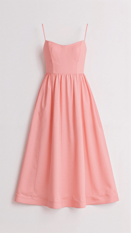 Eliane | Sleeveless Midi Dress with Spaghetti Straps and Sweetheart Neckline